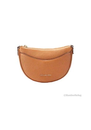 Michael Kors Dover Small Luggage Pebbled Leather Half Moon Crossbody Bag Purse