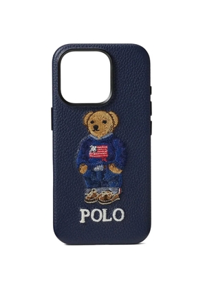 Polo Ralph Lauren embroidered leather iPhone case - Blue