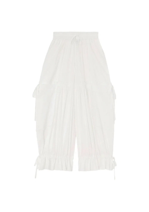GANNI ruffled drawstring trousers - White