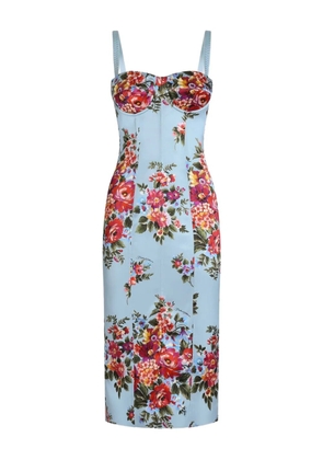 Dolce & Gabbana floral-print midi dress - Blue