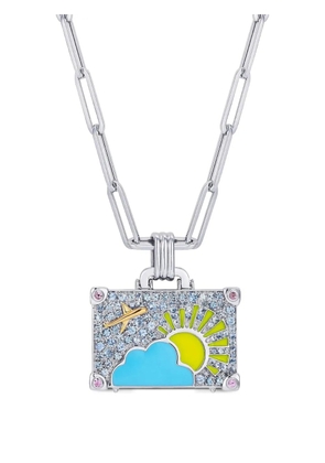 Nevernot 14K white gold Weekend Trip Suitcase sapphire necklace - Silver