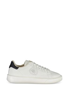 Blauer logo-patch leather sneakers - White