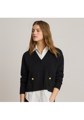 Layered Button-Trim Cotton Jumper