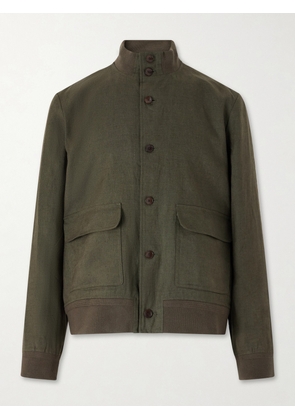 Mr P. - Linen-Twill Harrington Jacket - Men - Green - XS