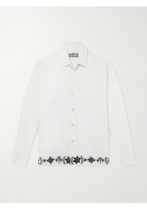 Kartik Research - Camp-Collar Embroidered Cotton Shirt - Men - White - S