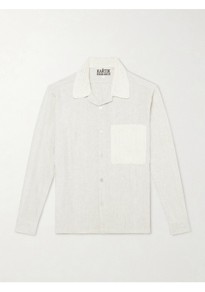 Kartik Research - Crochet-Trimmed Ramie and Cotton-Blend Shirt - Men - Neutrals - S