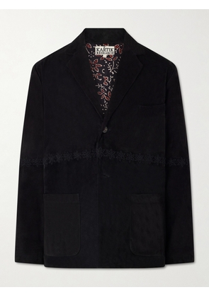 Kartik Research - Embroidered Suede Blazer - Men - Black - S
