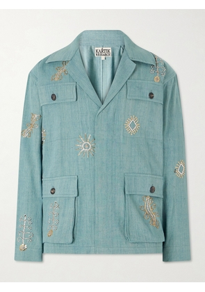 Kartik Research - Safari Embroidered Cotton Jacket - Men - Green - S