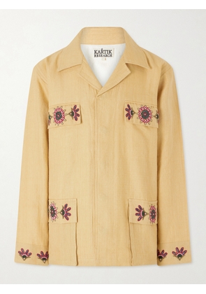 Kartik Research - Jaisalmer Embroidered Linen Jacket - Men - Yellow - S