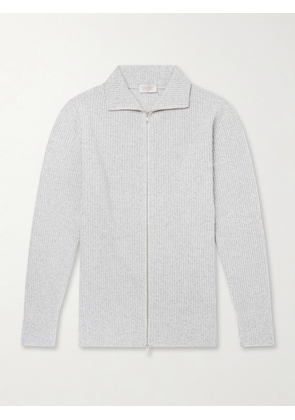 John Smedley - Mallam Ribbed Recycled-Cashmere and Wool-Blend Zip-Up Cardigan - Men - Gray - S