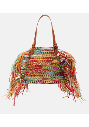 Aquazzura Trancoso fringed raffia tote bag