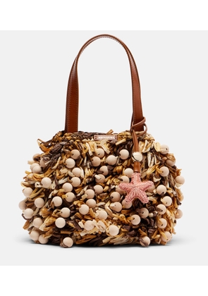 Aquazzura Pom Pom beaded top-handle bag