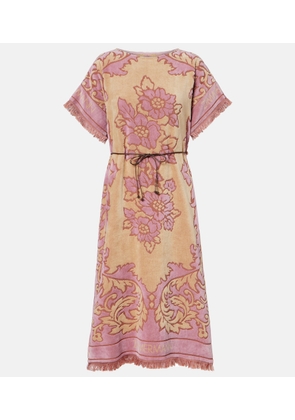 Zimmermann Aster floral fringed cotton terry midi dress