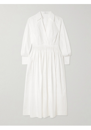 Joseph - Kathe Gathered Cotton-poplin Midi Dress - White - FR 32,FR 34,FR 36,FR 38,FR 40,FR 42,FR 44
