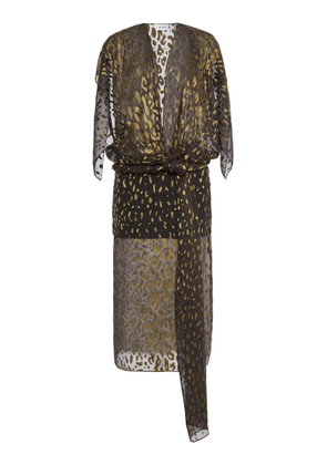 Ferragamo Printed Silk-Blend Midi Dress - Moda Operandi