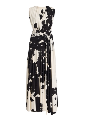 Brandon Maxwell The Isadora  Knot-Detailed Printed Maxi Dress - Moda Operandi