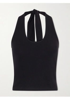 Matteau - Tie-detailed Cotton-jersey Halterneck Tank - Black - 1,2,3,4,5