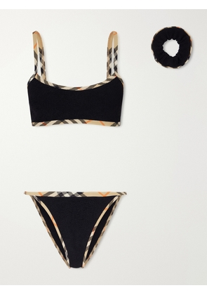 Burberry - + Hunza G Tyler Checked Original Crinkle™ Bikini - Black - One size