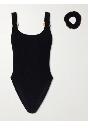 Burberry - + Hunza G Domino Embellished Original Crinkle™ Swimsuit - Black - One size