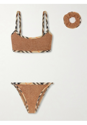 Burberry - + Hunza G Tyler Checked Original Crinkle™ Bikini - Brown - One size