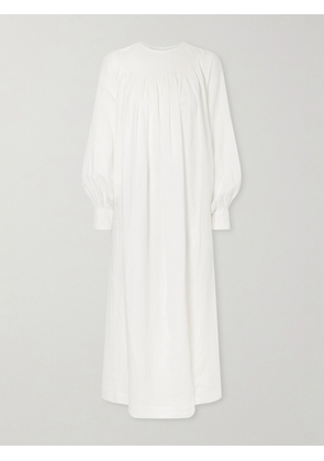 Les Vacances D’Irina - Robe De Nuit Open-back Gathered Linen Maxi Dress - White - x small,small,medium,large
