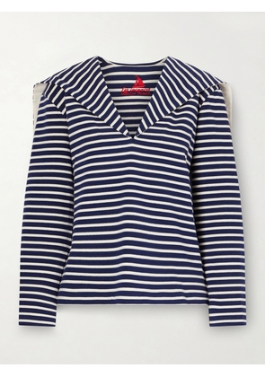Les Vacances D’Irina - Seaman Striped Cotton-jersey Blouse - Blue - x small,small,medium,large,x large