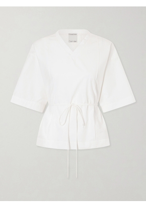 Calvin Klein Collection - Lynn Cotton-poplin Wrap Blouse - Neutrals - IT36,IT38,IT40,IT42,IT44,IT46