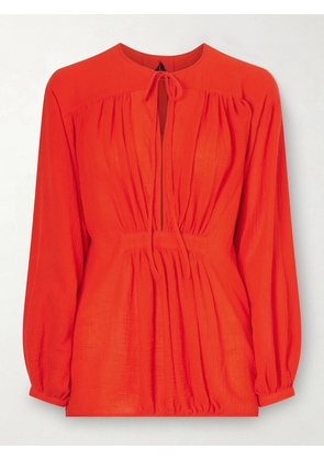 Les Vacances D’Irina - Hazy Nipple Gathered Cotton Shirt - x small,small,medium,large