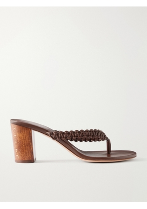 Gianvito Rossi - 70 Woven Leather Thong Sandals - Brown - IT35,IT36,IT36.5,IT37,IT37.5,IT38,IT38.5,IT39,IT39.5,IT40,IT40.5,IT41,IT41.5,IT42