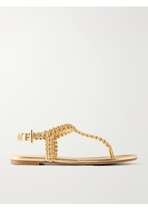 Gianvito Rossi - Woven Metallic Leather Thong Sandals - Gold - IT35,IT36,IT36.5,IT37,IT37.5,IT38,IT38.5,IT39,IT39.5,IT40,IT40.5,IT41,IT41.5,IT42