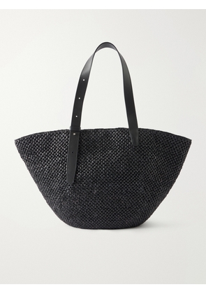 LIÉ STUDIO - The Bianca Leather-trimmed Raffia Tote - Black - One size