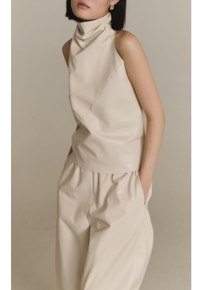 Cortana Tulip Halter Neck Leather Top - Moda Operandi