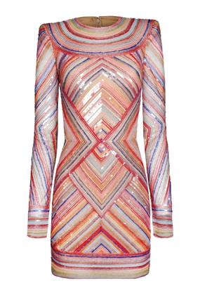 Naeem Khan Beaded Striped Illusion Dress - Moda Operandi