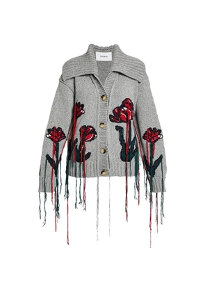 ERDEM floral-embroidered cardigan - Grey