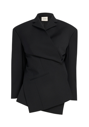 Khaite Palto Wool-Silk Cady Wrap Jacket - Moda Operandi