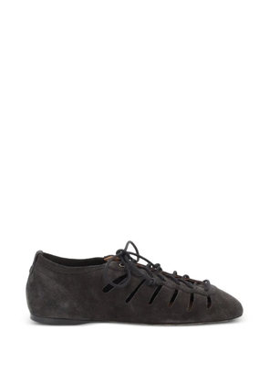ISABEL MARANT Leyza lace-up cut-out ballet flats - Black