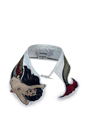 Vivetta embroidered-mermaid motif collar - White