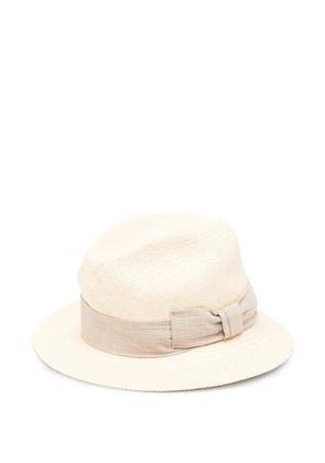 PANICALE Panama bow-detail hat - Neutrals