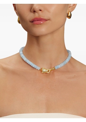 Nialaya Jewelry panther-charm chalcedony necklace - Blue