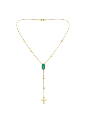 YOJ Rose cross-pendant malachite necklace - Gold