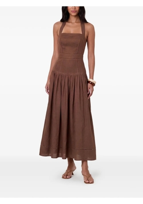 Nicholas halterneck gathered midi dress - Brown