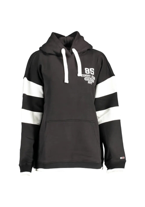 Tommy Hilfiger striped-sleeve logo-print hoodie - Black