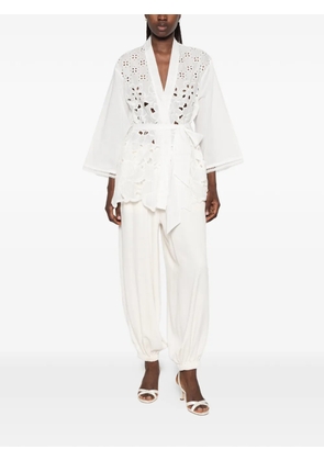 Ermanno Scervino broderie-anglaise belted coat - White