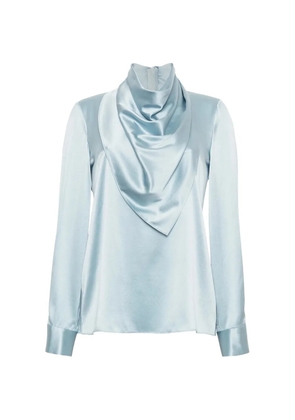 Adam Lippes drape-neck silk-charmeuse blouse - Blue