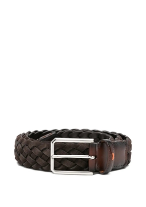 Santoni braided suede belt - Brown