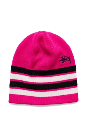 Stüssy striped skullcap beanie hat - Pink