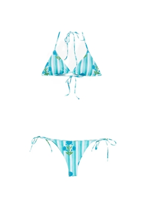 MC2 Saint Barth Maurielle floral-print striped bikini - Blue