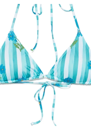 MC2 Saint Barth Maurielle floral-print striped bikini - Blue