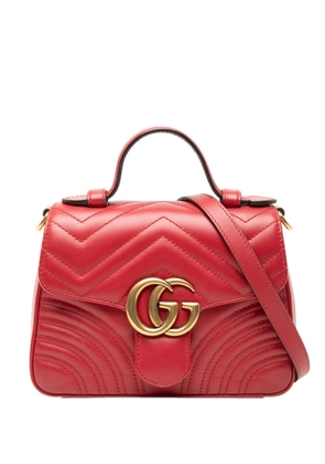 Gucci Pre-Owned 2016-2026 Mini GG Marmont Matelasse Leather Top Handle Bag satchel - Red