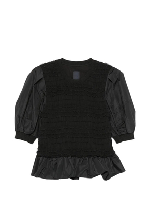 Juun.J ruffled shirred T-shirt - Black